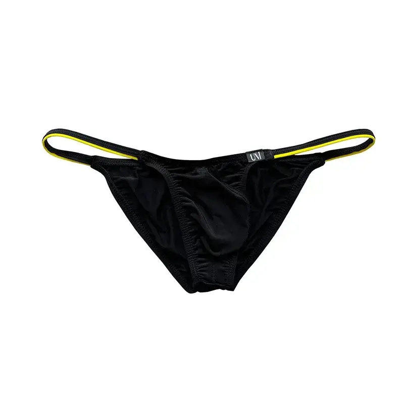 New Arrival Men's Ice Silk Briefs Color Block Low-rise Thin Sexy Underwear