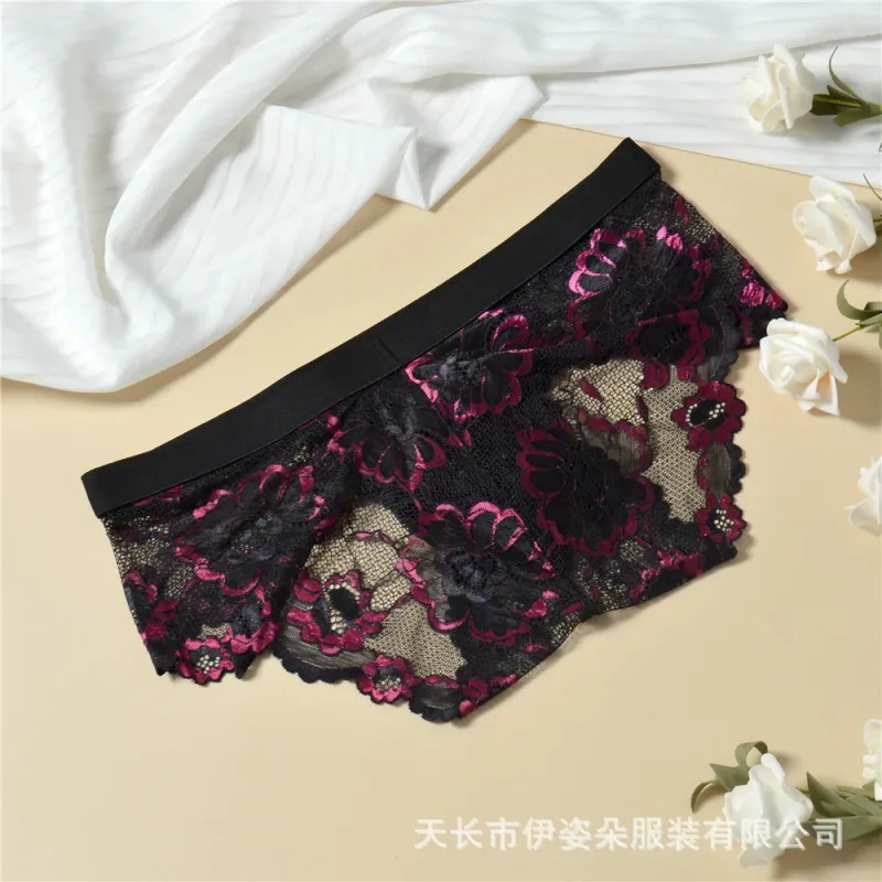 Lace Sexy Underwear Smooth Mens Pouch Panties Perspective Thin Floral Man Briefs Temptation Mesh Low Rise Breathable Underpants