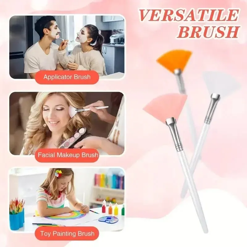 3/6/12pcs Praktikal na Facial Brushes Fan Shape Brush Flat Head Face Mask Applicator Soft Portable Mask Brushes Mga Cosmetic Tool — image 5