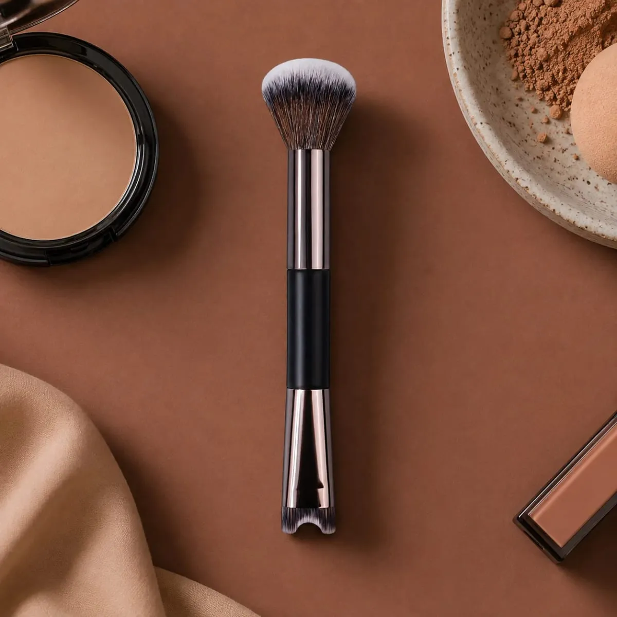 Ilong Contour U-Shaped Makeup Brush Dual-End Nose Shadow Makeup Brushes Eyeshadow Contour Face Highlighting Brush Mga Tool sa Kosmetiko