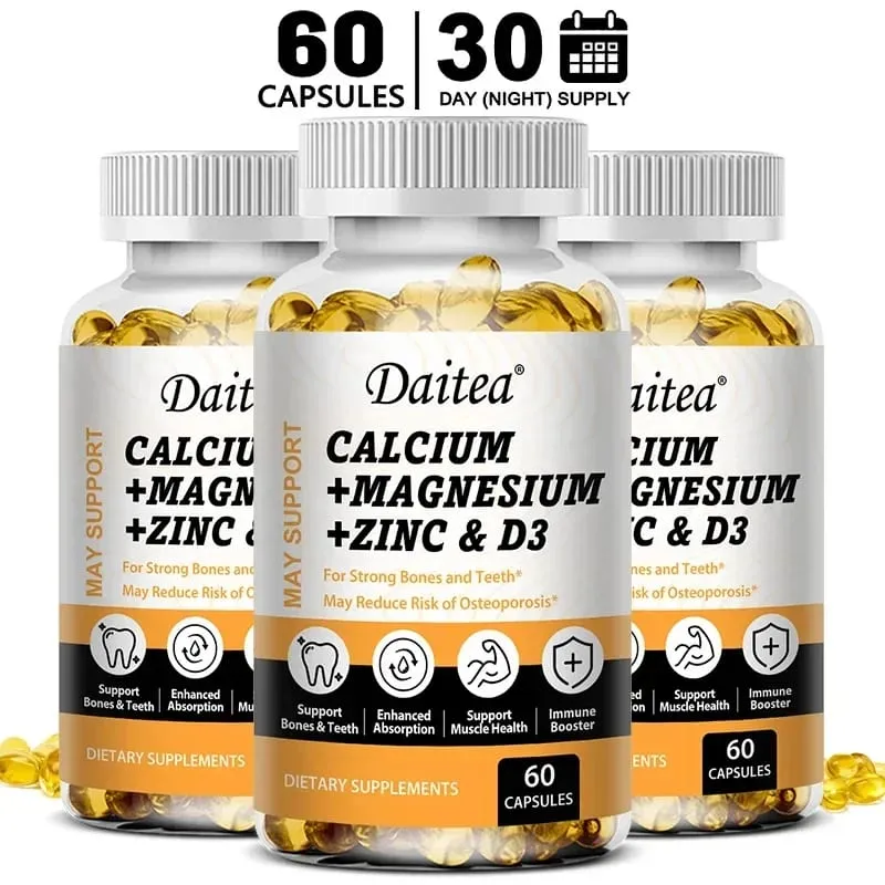 Daitea Calcium Magnesium Zinc Capsules Vitamin D3 helps support bones teeth heart and enhance immune system function.