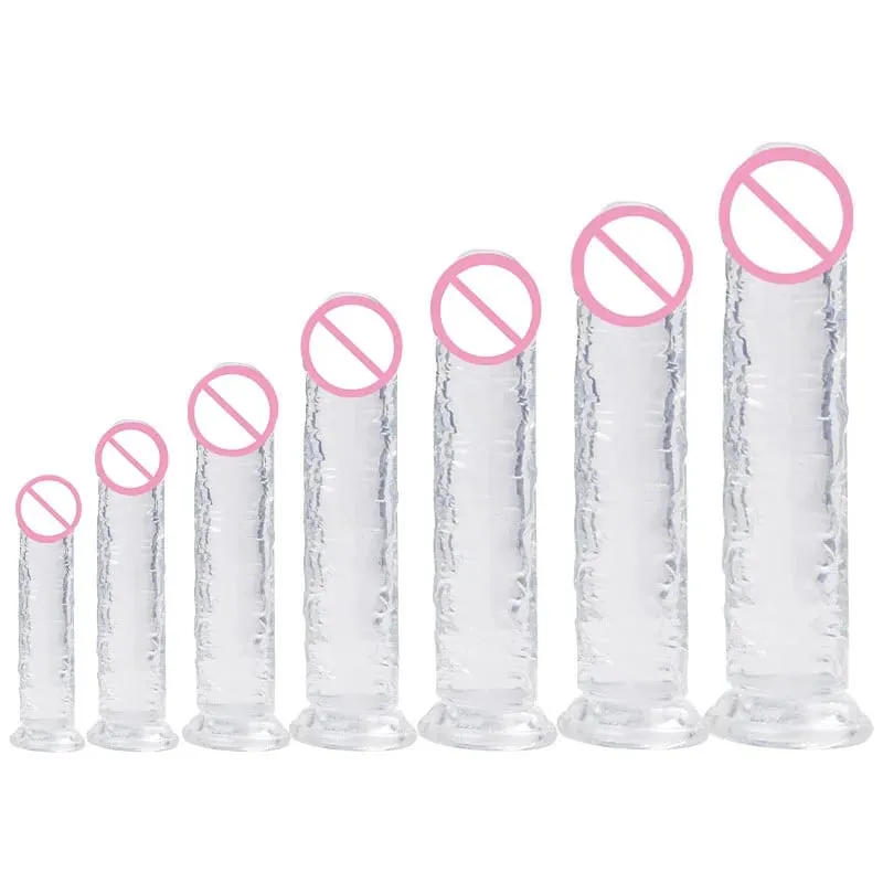 Ρεαλιστική βεντούζα πέους Dildo Jelly Dildo Big Dick Θηλυκός Αυνανιστής Κλειτορική Διέγερση Λεσβιακά σεξουαλικά παιχνίδια για γυναίκες 7 μεγεθών