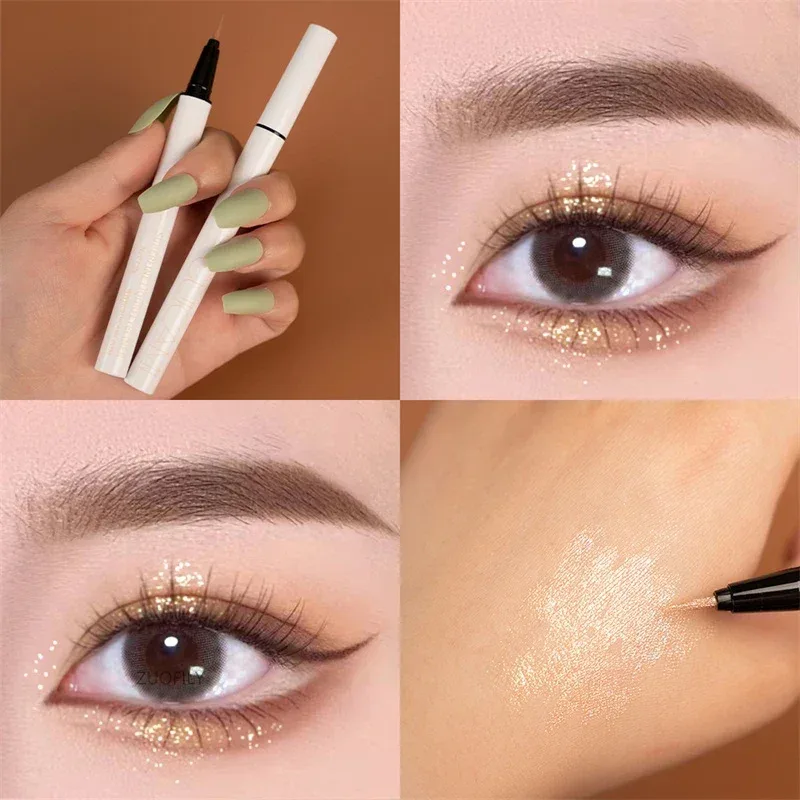 Pearlescent White Liquid Eyeliner Pen Waterproof Non-dizzy Eye Liner Shadow Pen Fast-drying Lasting Shiny Lying Silkworm Pencil
