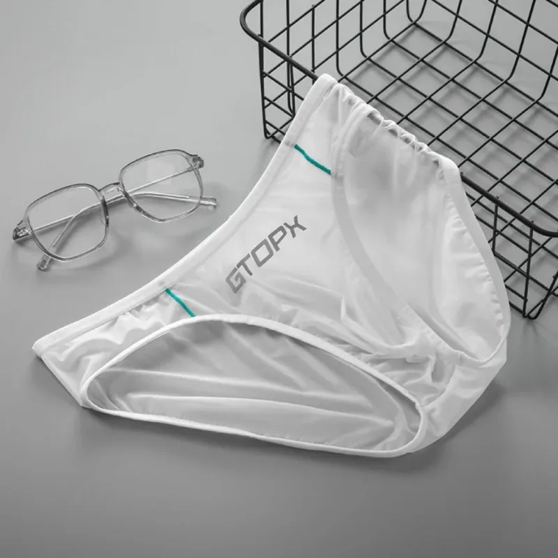 Ice Silk Briefs Comfortable Mens Sexy Panties Breathable Pouch Jockstrap Low Rise Daily Simple Intimate Underwear