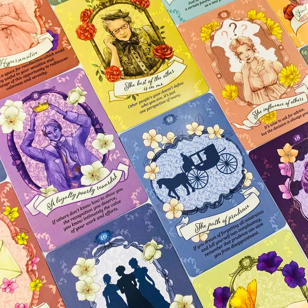 Bagong Jane Austen Oracle Cards 40pcs Vibrant Illustrations Oracle Deck Natatanging Mystic Designs Perpekto Para sa Paghula at Pagbibigay ng Regalo