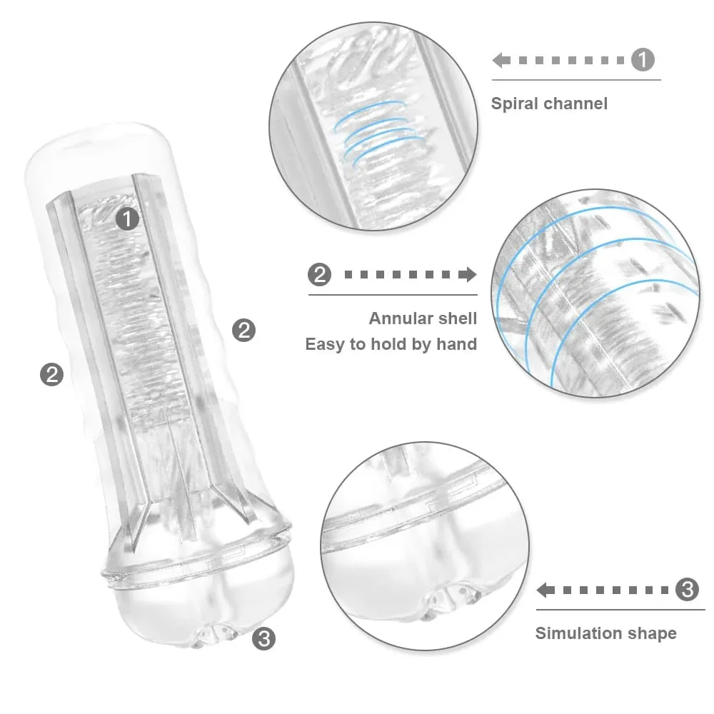 Male Masturbator Soft Silicone Pussy Vaginas Transparent Penis Pump Pocket Penis Endurance Masturbation Cup Sex Toys For Men 18