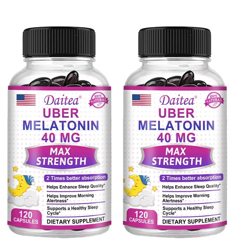 Daitea Super Melatonin Capsules-40mg Contain Vitamin C Help You Fall Asleep Faster Relieve Insomnia and Improve Sleep Quality