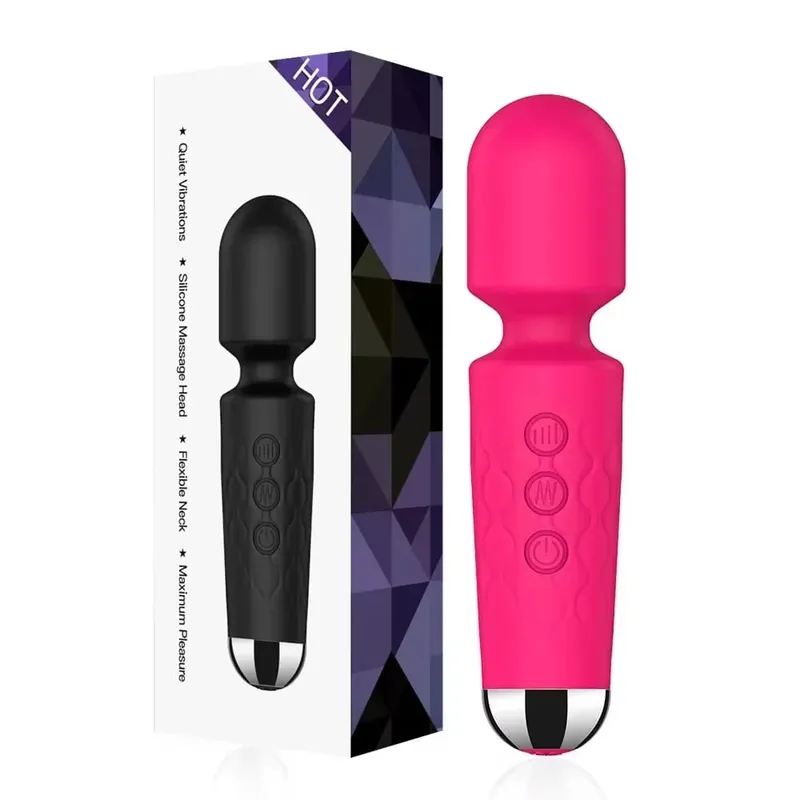 20 מהירויות שרביט קסמים ויברטור G-Spot ממריץ דגדגן נטענת לעיסוי עמיד למים צעצוע מין לנשים