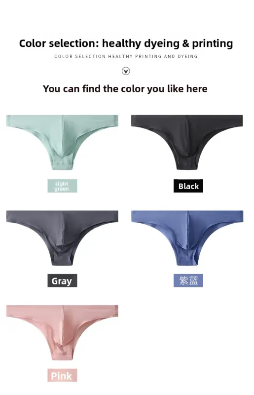 Half Hip Small Triangle Men's Underwear Low Waist Sexy Young Men Ice Silk Seamless Briefs Summer Lightweight Breathable Panties
