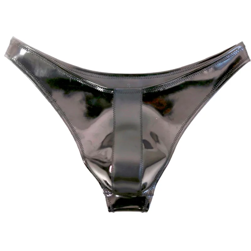 Sexy Men Double Sided PU Hot Short Shiny U Convex Briefs Sexy Lingerie G-string PVC Faux Latex Low Waist Bikini Gay Wear Plus
