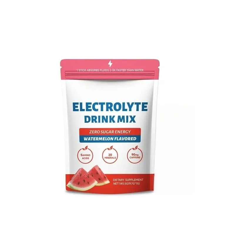 Zero Sugar Vattenmelon Elektrolytpulver med 90mg koffein Aminosyror Mineraler Vitaminer Ger energipåfyllning 15 sticks