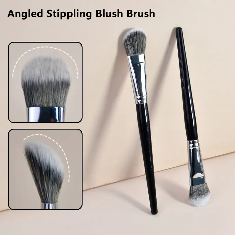 Lereng Kuas Perona Pipi Sintetis Lembut Perona Pipi Pematung Kuas Rias Kecil Tepat untuk Bedak Gloss Tinggi Alat Kosmetik Kecantikan Wanita.