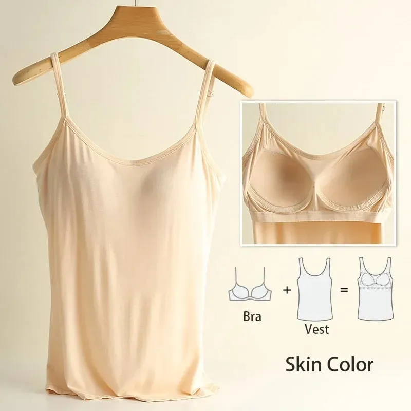 M-3XL Για 35-85kg Modal Plus Size Tank Top with Fixed Cup γυναικείο στήθος με επένδυση εξωτερικά εσώρουχα με κάτω μέρος Χωρίς ένδυση