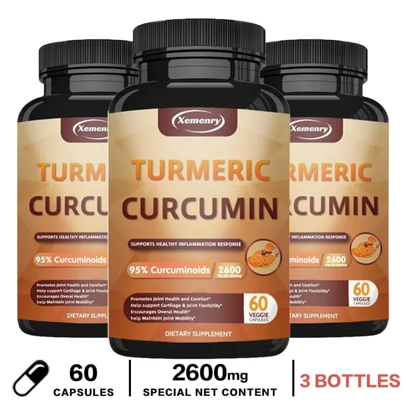 Turmeric Curcumin Capsules Supplement with BioPerine Black Pepper Extract for Joint Digestive & Immune Support