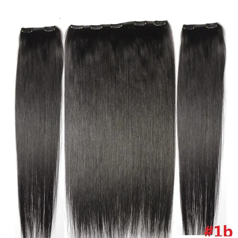 קליפס-אין 100% ברזילאי אנושי תוספות שיער 16"-28" שלוש חתיכות 3 יחידות סט 100 גרם-200 גרם 1x25 2x10 טבעי ישר