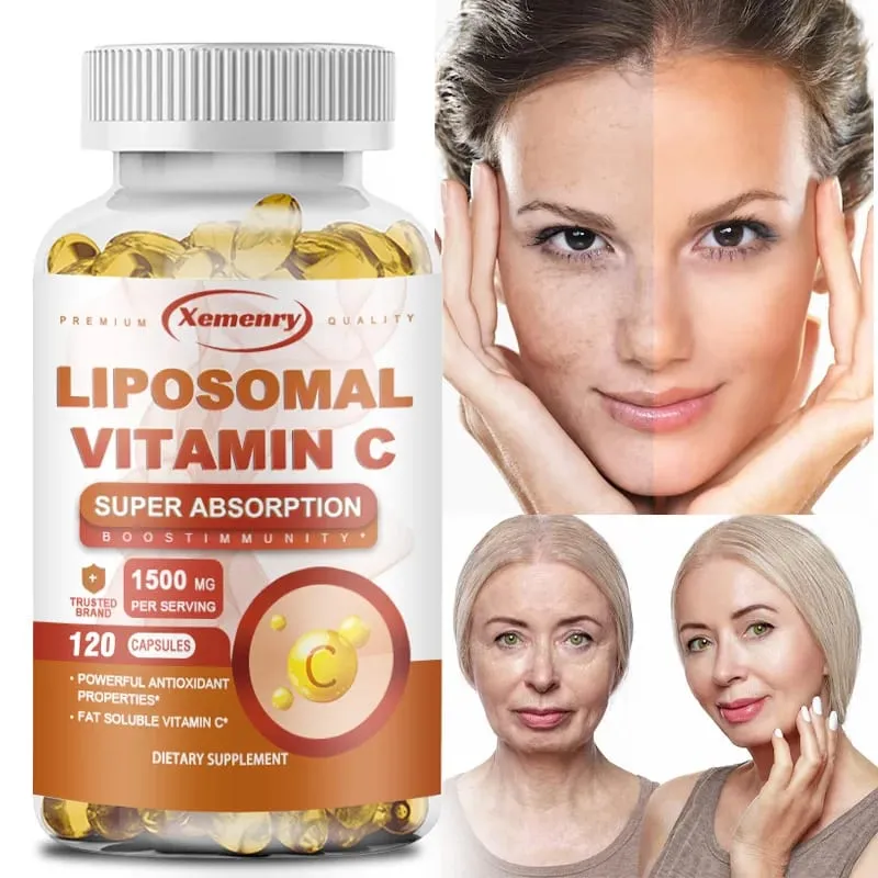 Liposomal Vitamin C Capsules - Powerful Antioxidant Promotes Collagen Production Skin Glow Supports Heart Immune Health