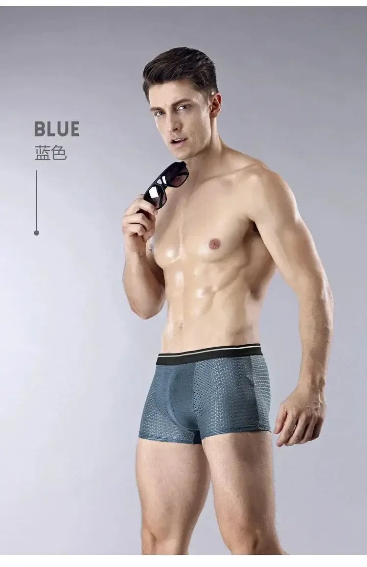 4PcsMen's Underwear Men Boxer Shorts Ice Silk Mesh Boxer Shorts Summer Sexy Breathable Antibacterial Underpants Plus Size XL-6XL