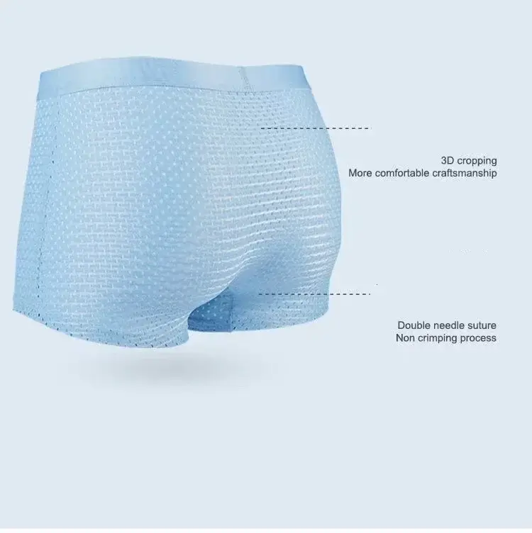 5pcs Men's Underwear Ice Silk Mesh Men Boxer Shorts Plus Size Panties Sexy Men Boxer Summer Breathable Light Thin Underpants