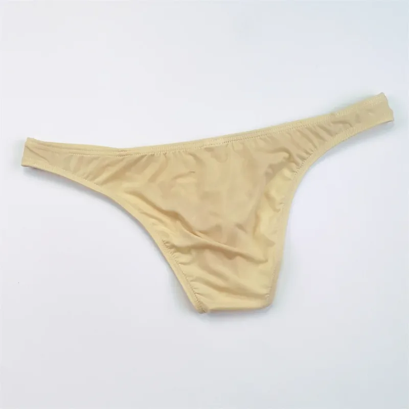 4PCS Men High Fork Briefs Mid Waist Elastic Ice Silk Brief Summer Underpants Ice Silk U Convex Pouch Male Underwear Silky Shorts