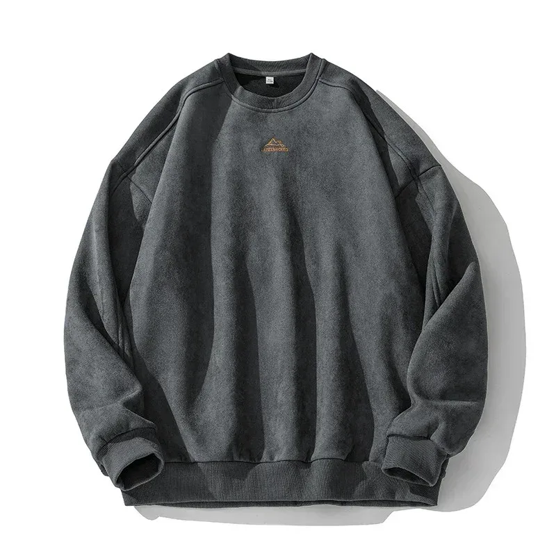 Märke Mocka Tröjor för Män 2026 Ny Höst Vinter Kläder Baggy Vintage Tröjor Par O Neck Överdimensionerad Blus — image 3