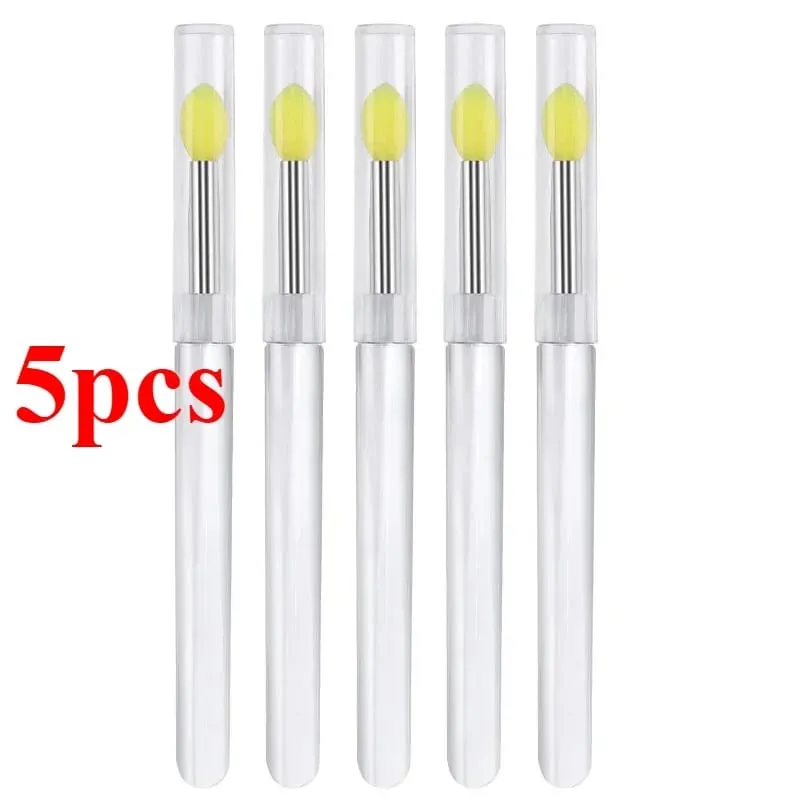 3/5/10 Buah Aplikator Stik Bibir Kuas Lipstik Silikon Lembut Pegangan Jernih Portabel Alat Kecantikan Lipgloss Microbrush Bersih