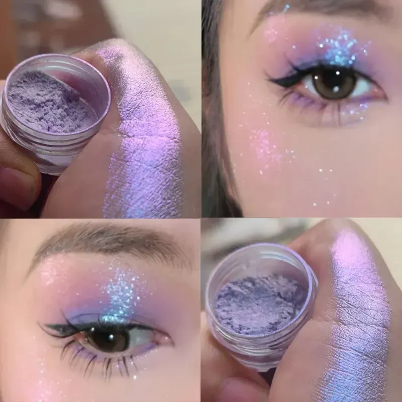Glitter Eyeshadow Powder μακράς διαρκείας Chrome Chameleon Holographic Eyeshadow Powder Pigment Μακιγιάζ ματιών για γυναίκες καλλυντικά