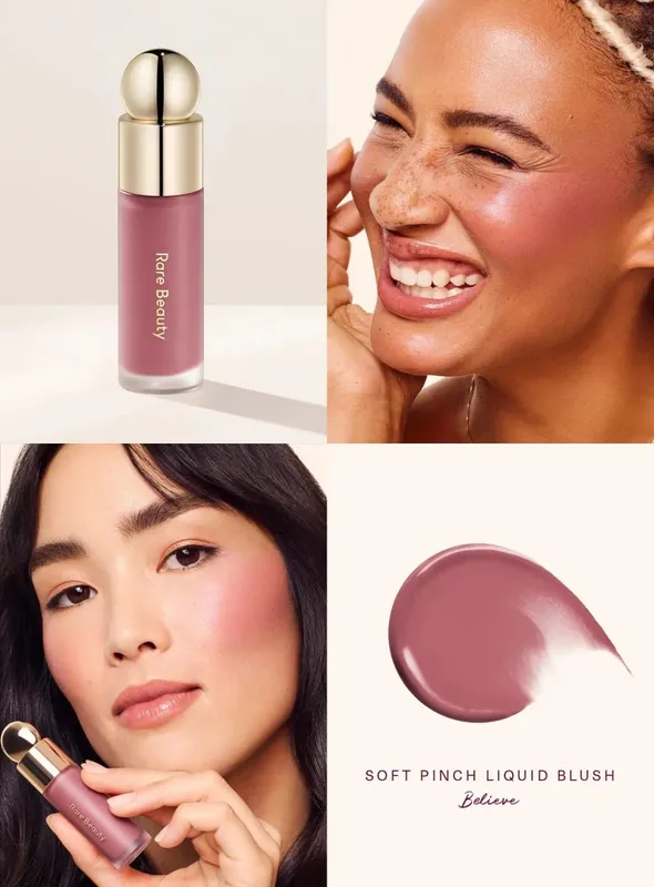 Rare Beauty Melting Cream Blush Makeup Matte Pearlescent Texture Glitter Blush Highlighter Bright Nourish Moisturize Lip Gloss