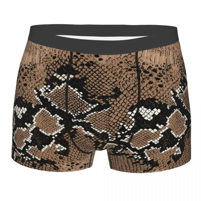 Custom Snake Skin Print Underwear Men Stretch Snakeskin Animal Texture Boxer Briefs Shorts Panties Soft Underpants For Homme