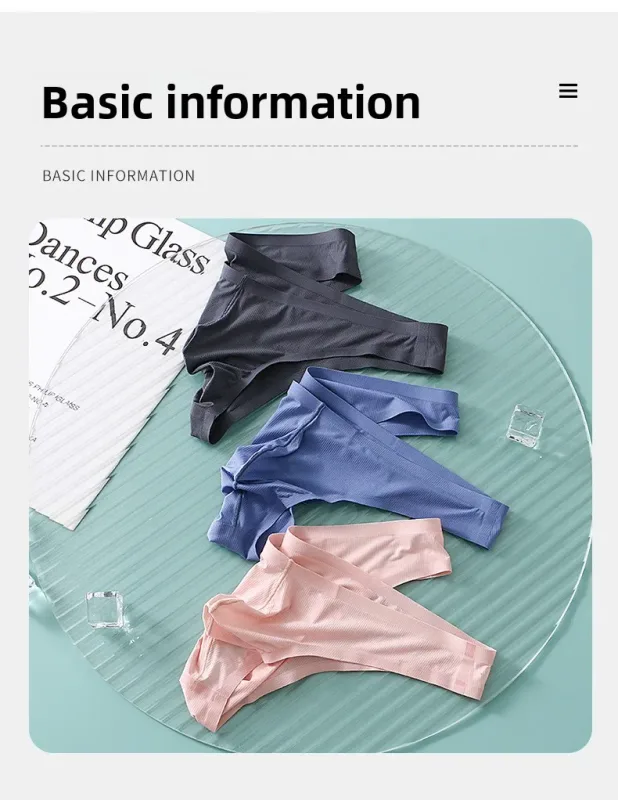 Half Hip Small Triangle Men's Underwear Low Waist Sexy Young Men Ice Silk Seamless Briefs Summer Lightweight Breathable Panties
