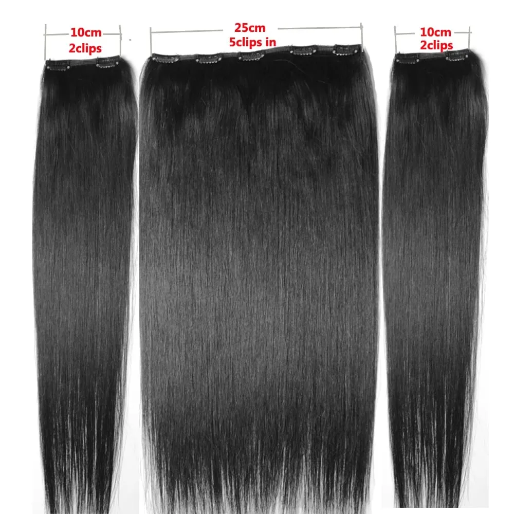 קליפס-אין 100% תוספות שיער אנושי רמי 16"-24" 3 יחידות סט 100 גרם-200 גרם קליפס בשלושה חלקים 1x25 ס"מ 2x10 ס"מ טבעי ישר