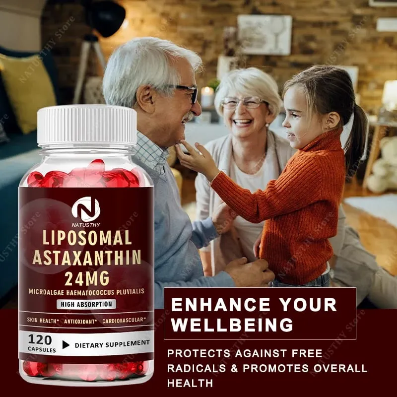 Haematococcus Pluvialis Astaxanthin Capsule - Liposomal Astaxanthin 24mg - Natural Antioxidant Kalusugan ng Balat at Mata at Immune Health