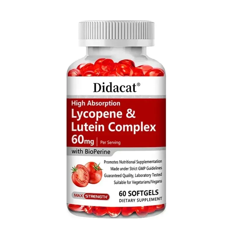 Σύμπλεγμα Λυκοπενίου & Λουτεΐνης 60mg Κάψουλες με Αντιοξειδωτικό Bioperine που υποστηρίζει την υγεία των ματιών και του ουροποιητικού συστήματος της καρδιάς του προστάτη