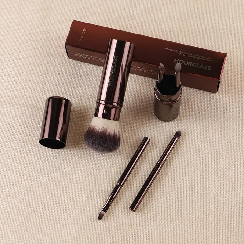 Kuas Rias Jam Pasir-1018 Set Multifungsi Berisi 5 Kuas Kuas Bedak Longgar Kuas Bibir Kuas Alis Kuas Rias Portabel