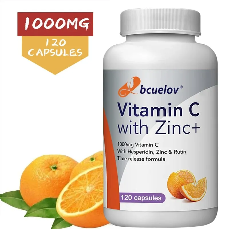 Organic Vitamin C + Zinc Capsules High Absorption Immune Support Antioxidant Collagen Health Supplement - 30/60/120 Bilang