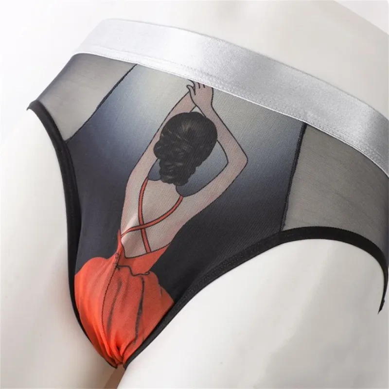 Novelty Cartoon Mesh Briefs Men Underwear NEW 2026 Male U Convex Pouch Underpants Plus Size XL-4XL