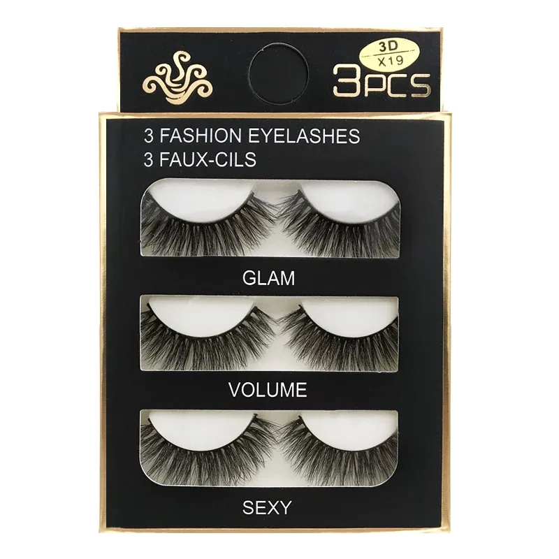 Faux Cils 3 Pairs Ψεύτικες Βλεφαρίδες Φυσικές μακριές 3D Βιζόν Βλεφαρίδες Απαλές Αφράτες Χειροποίητες Ψεύτικες Βλεφαρίδες Εργαλεία Μακιγιάζ Ματιών Maquiagem