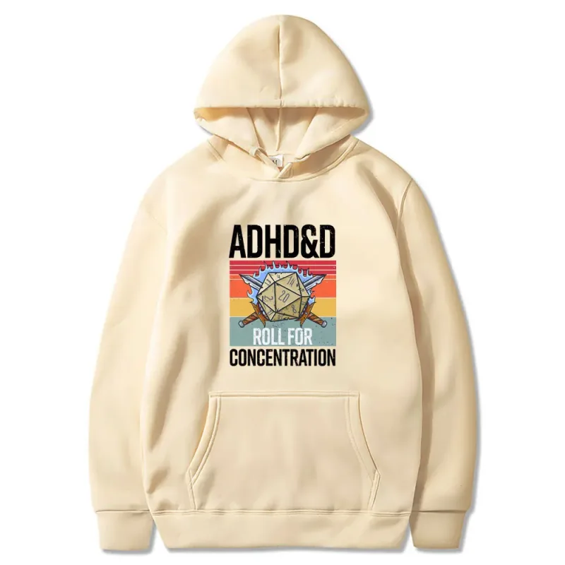 Rollo para concentración 2025 divertido jugador mazmorras DM RPG dados dragón Tops hombres mujeres algodón Vintage sudaderas y sudaderas con capucha