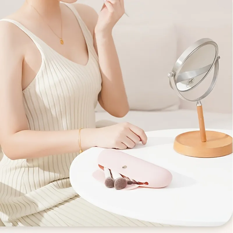 Tempat Kuas Rias Perjalanan Silikon Anti Jatuh Tempat Kuas Wajah Kosmetik Portabel Organizer Alat Rias Lembut dan Ramping