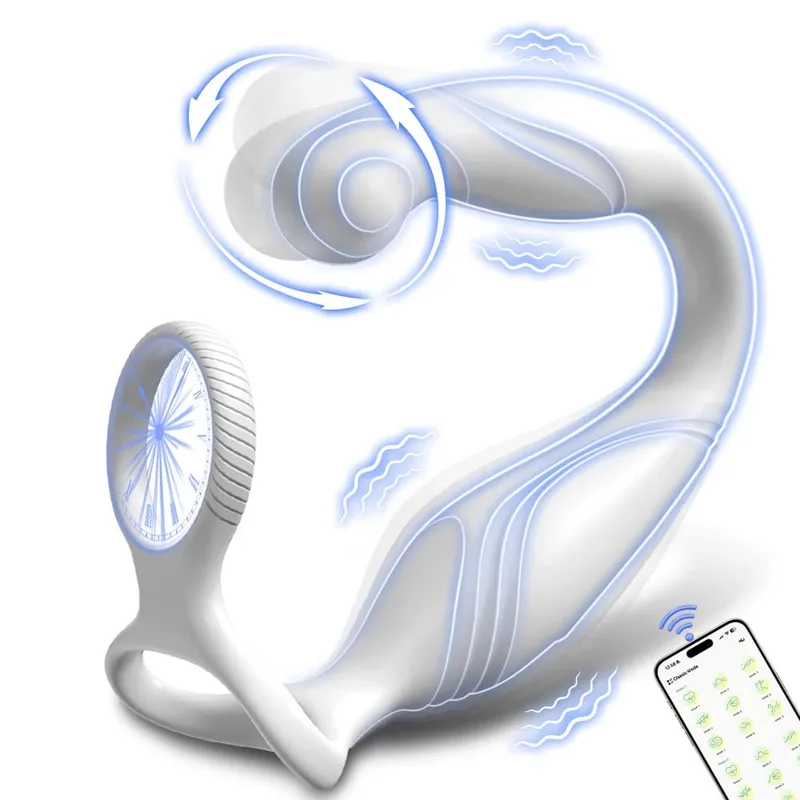 App Control Vibrator for Men Prostate Massager Dual Penis Ring Cock Rings Anal Vibrating Butt Plug Anal Sex Toy for Men