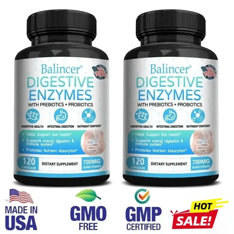 Organic Digestive Enzyme Probiotic Capsules Prebiotic Nutrition Digestion and Gut Health Immunity Suitable for Adults and Men