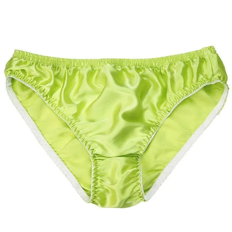 100% Mulberry Silk Men Sexy Underwear Wrinkle Briefs Breathable Male Panties Pure Silk Trigonometric Soft Man Underpants Summer