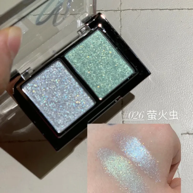 Dual Eyeshadow Palette Matte Shimmer Glitter Eyeshadow Palette Portable Long Lasting Fine Flash Eye Makeup Cosmetic