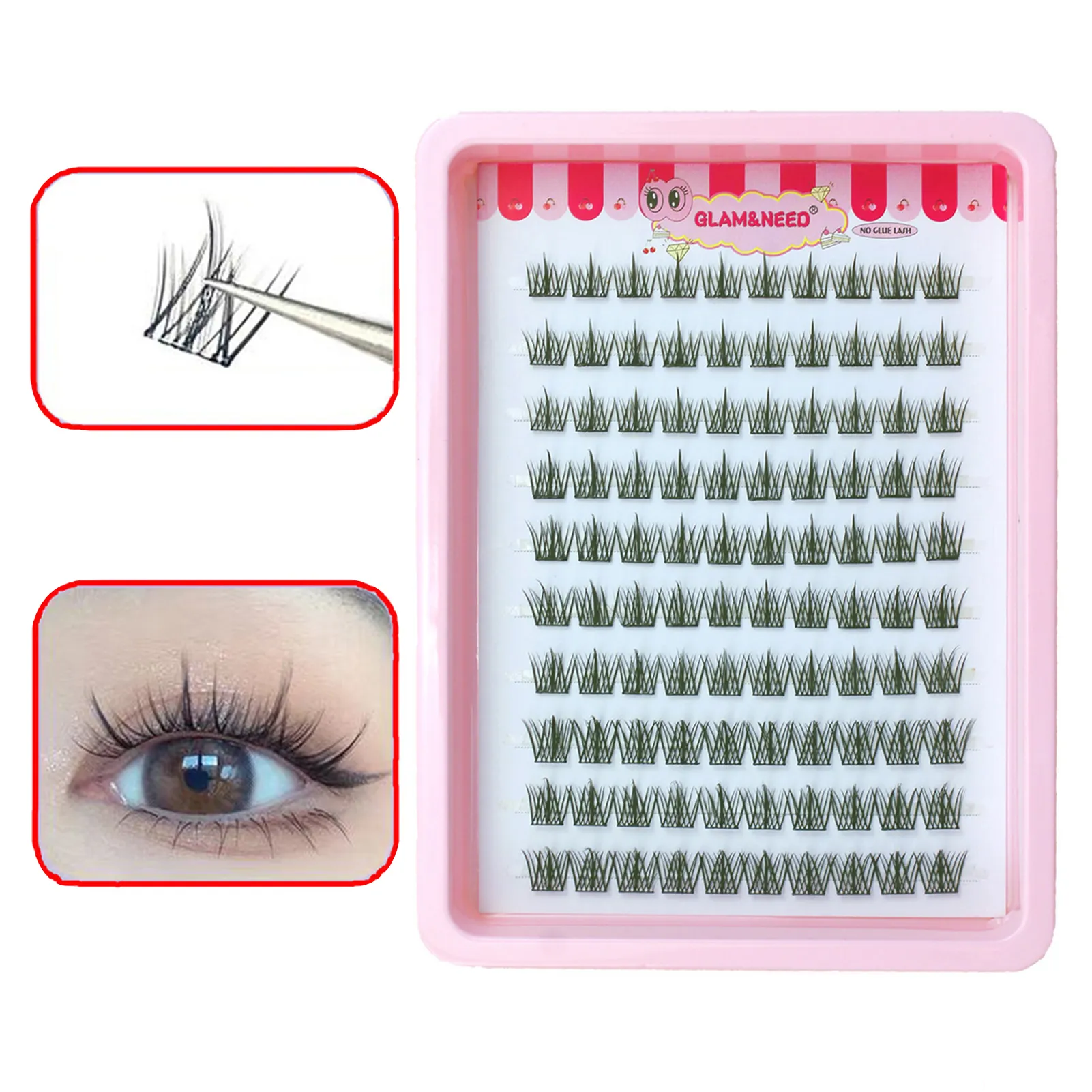 10 σειρές Cat Eye Single Cluster Fake Βλεφαρίδες Φυσικό μακιγιάζ Cosplay Ψεύτικες βλεφαρίδες Αυτοκόλλητο Φυσικό Wispy Lash Extension