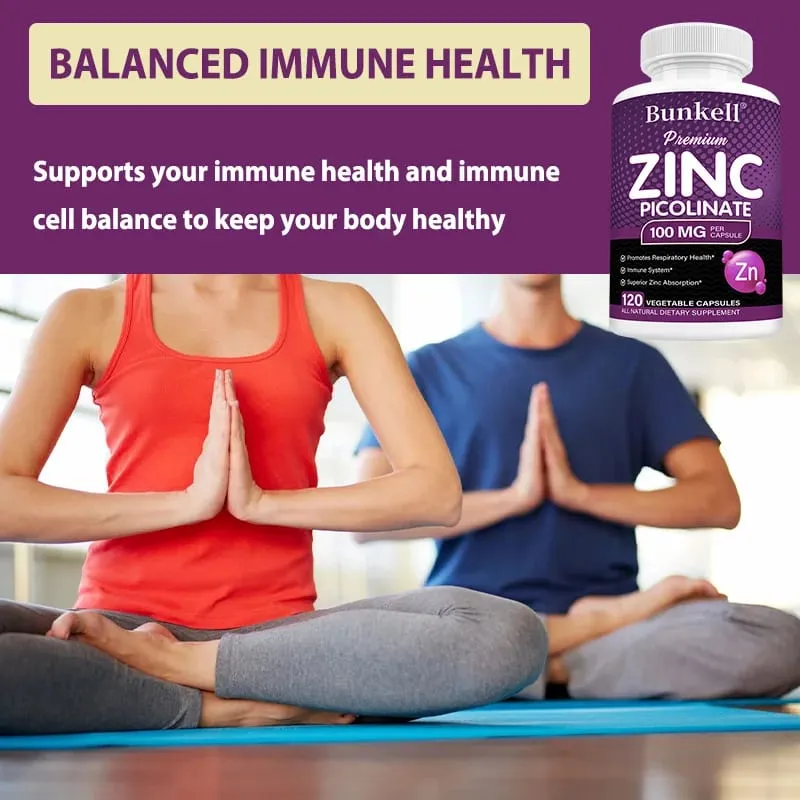 Premium Zinc Picolinate 100mg High Absorption Immune Support Respiratory Health Energy Production at Sleep Supplement