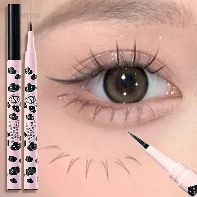 Pena Eyeliner Cair Matte Alami Ultra-tipis Pena Ulat Sutera Bulu Mata Bawah Cepat Kering Tahan Air Alat Rias Mata Halus Pigmen Tinggi