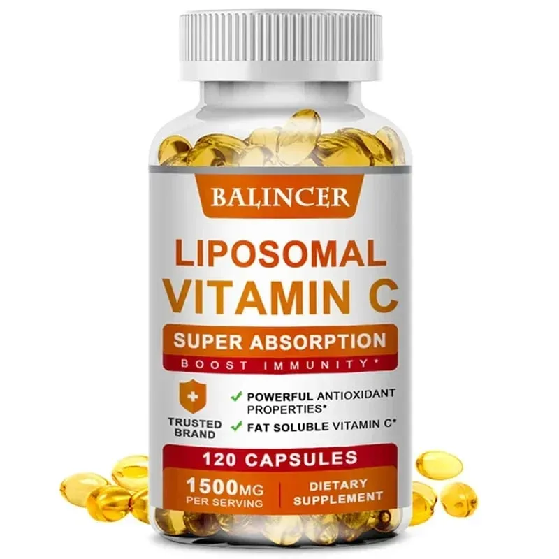 Liposomale vitamine C Ondersteunt antioxidante gezondheid en immuunfunctie Hoge absorptie Niet-GMO Glutenvrij – 120 capsules