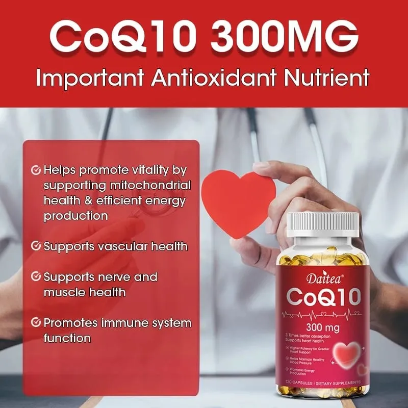 Το συνένζυμο Q10 - 300 mg υποστηρίζει την ενεργειακή γνωστική ικανότητα και την υγεία της καρδιάς του εγκεφάλου και των κυττάρων Αντιοξειδωτικό Βελτιώνει την ποιότητα του ύπνου
