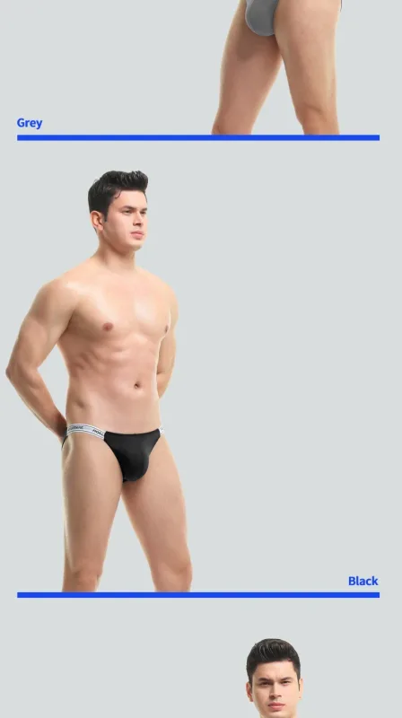 Panties Men's Solid Color Elastic Skinny Sexy Low Waist Ice Silk High Fork Thong Fitness Sports Comfortable Triangle Shorts