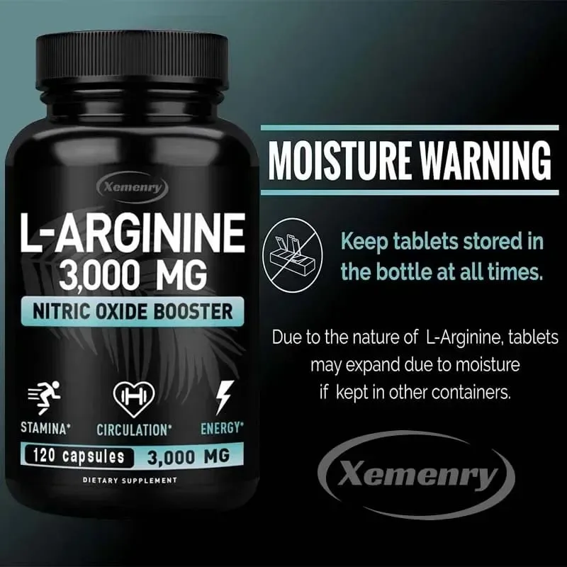 L-Arginine Supplement Boost Endurance -Increase for Energy Strength Vascular and Endurance Support During Exercise | Muscle Mas