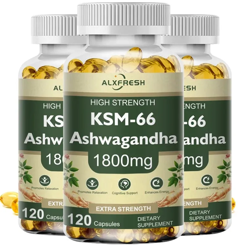 Ashwagandha Capsules for Stress Relief Focus Brain Energy Support Sleep Health Supplement